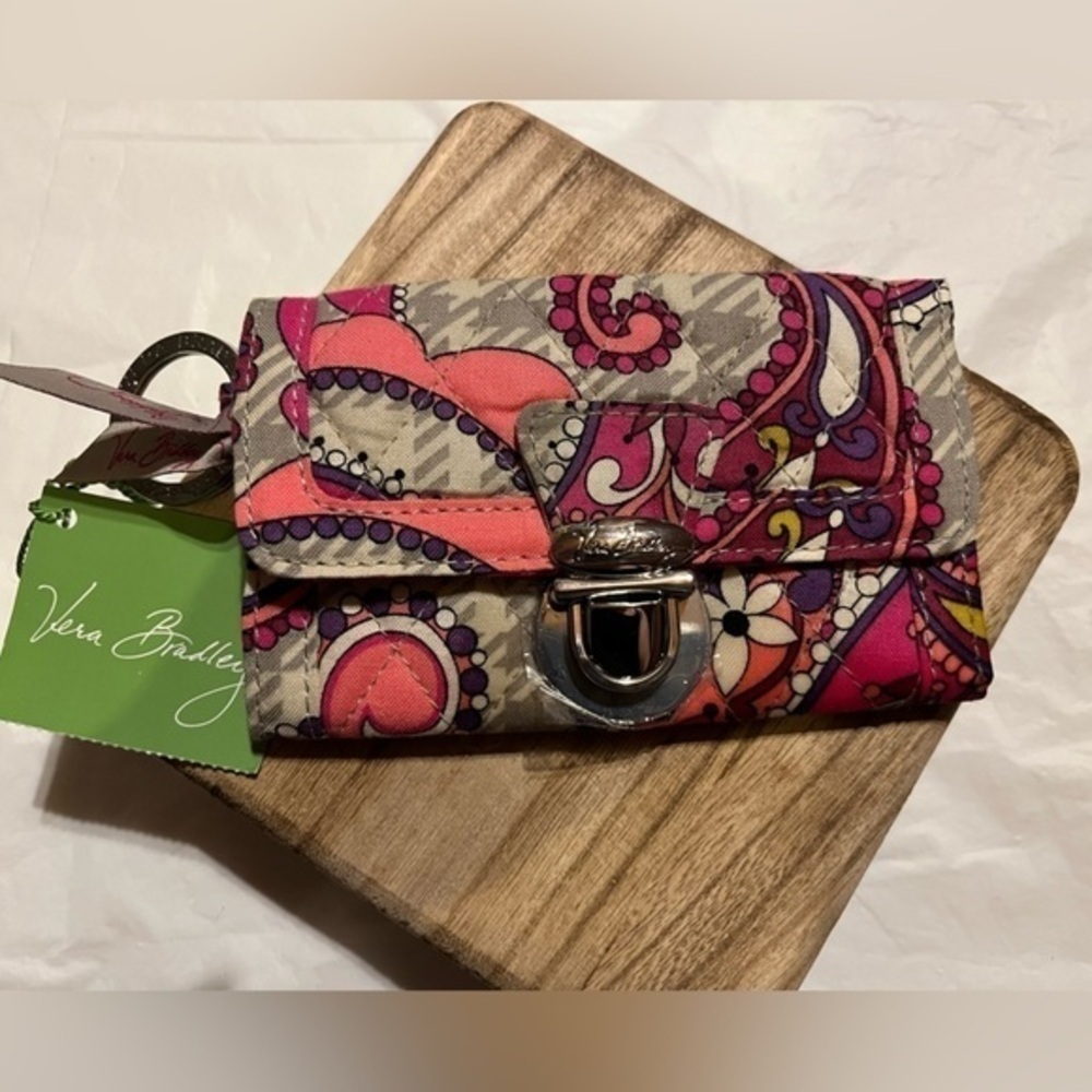 Vera Bradley‎ Wallet Quick Swipe ID in Pattern Paisley Meets Plaid Key Ring NWT